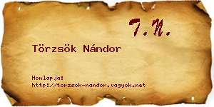 Törzsök Nándor névjegykártya